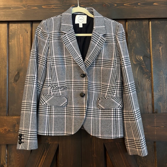 1901 Nordstrom Women's Black and White and Pink Checkered Blazer 10 - Picture 1 of 11